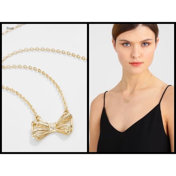 💕TED BAKER LONDON💕 Signy Sweetie Bow Pendant Necklace ~ Gold NWT - Picture 1 of 12